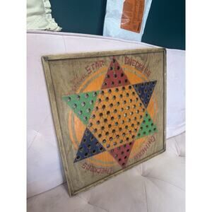 Vintage Mid Century Star Checkers Board Game - Multicolor